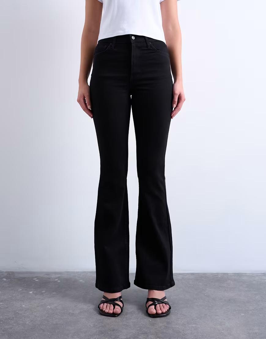 CZARNE SPODNIE JEANS DZWONY 