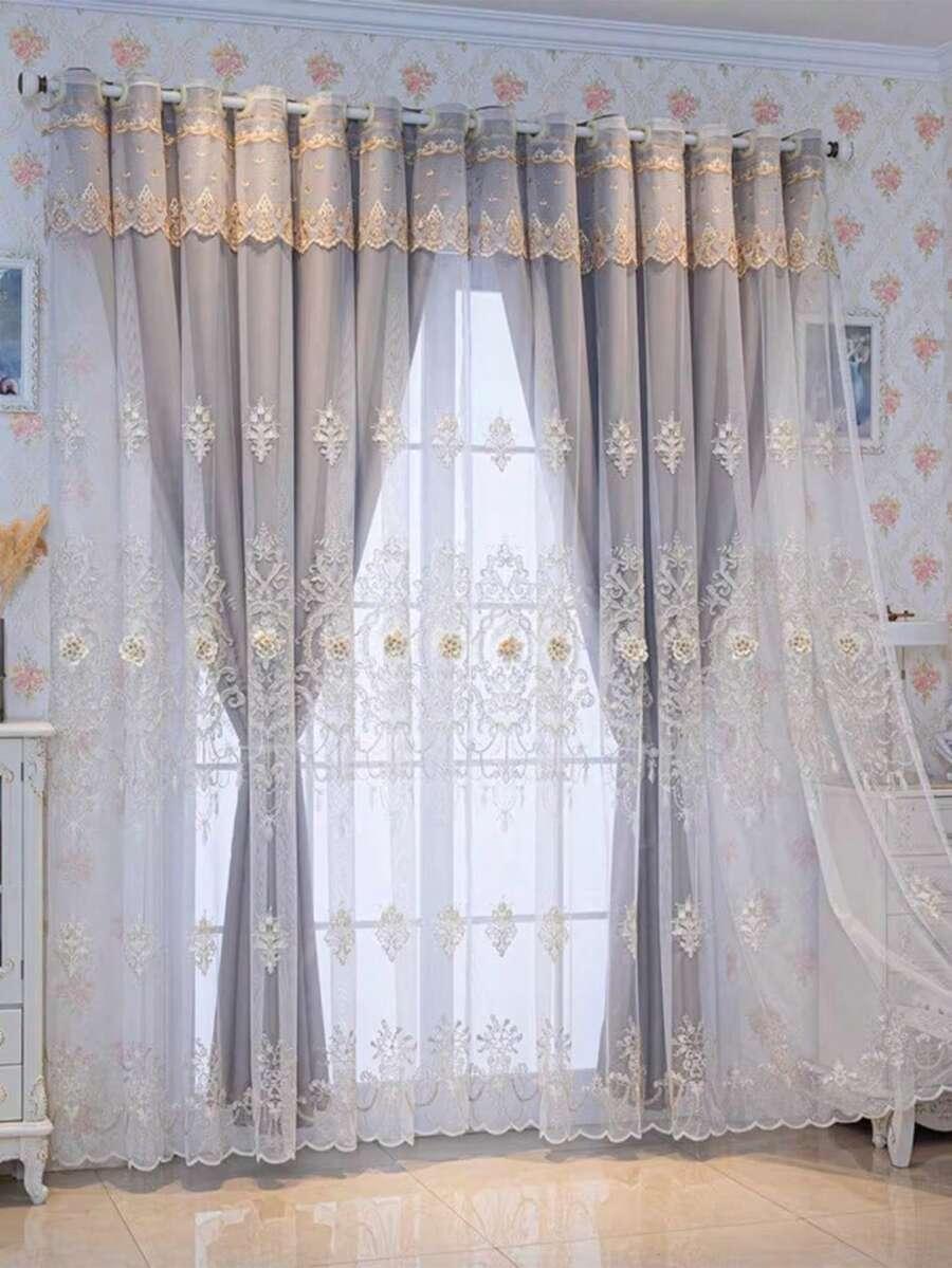 szara zasłona wzór