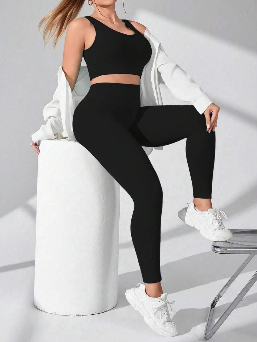 sportowy komplet biustonosz legginsy 