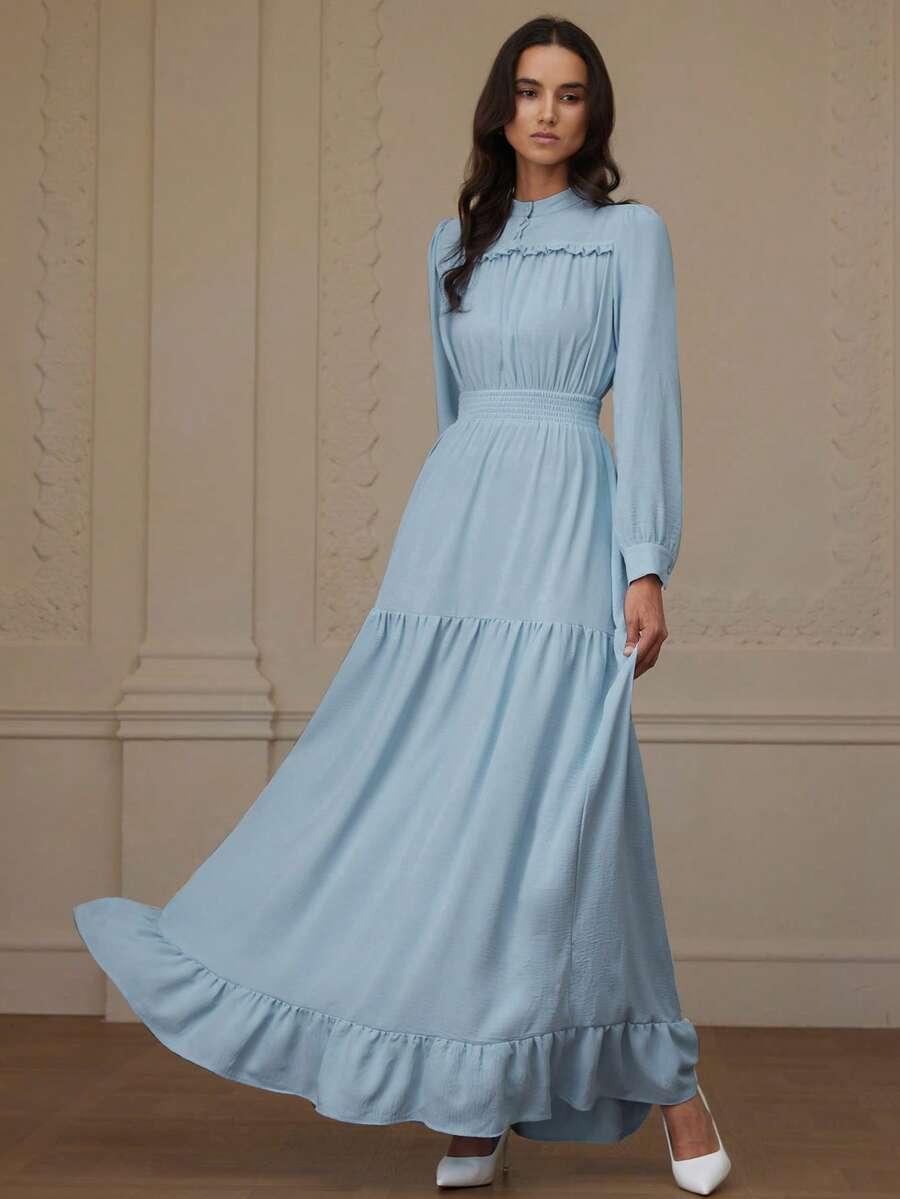 niebieska maxi sukienka 