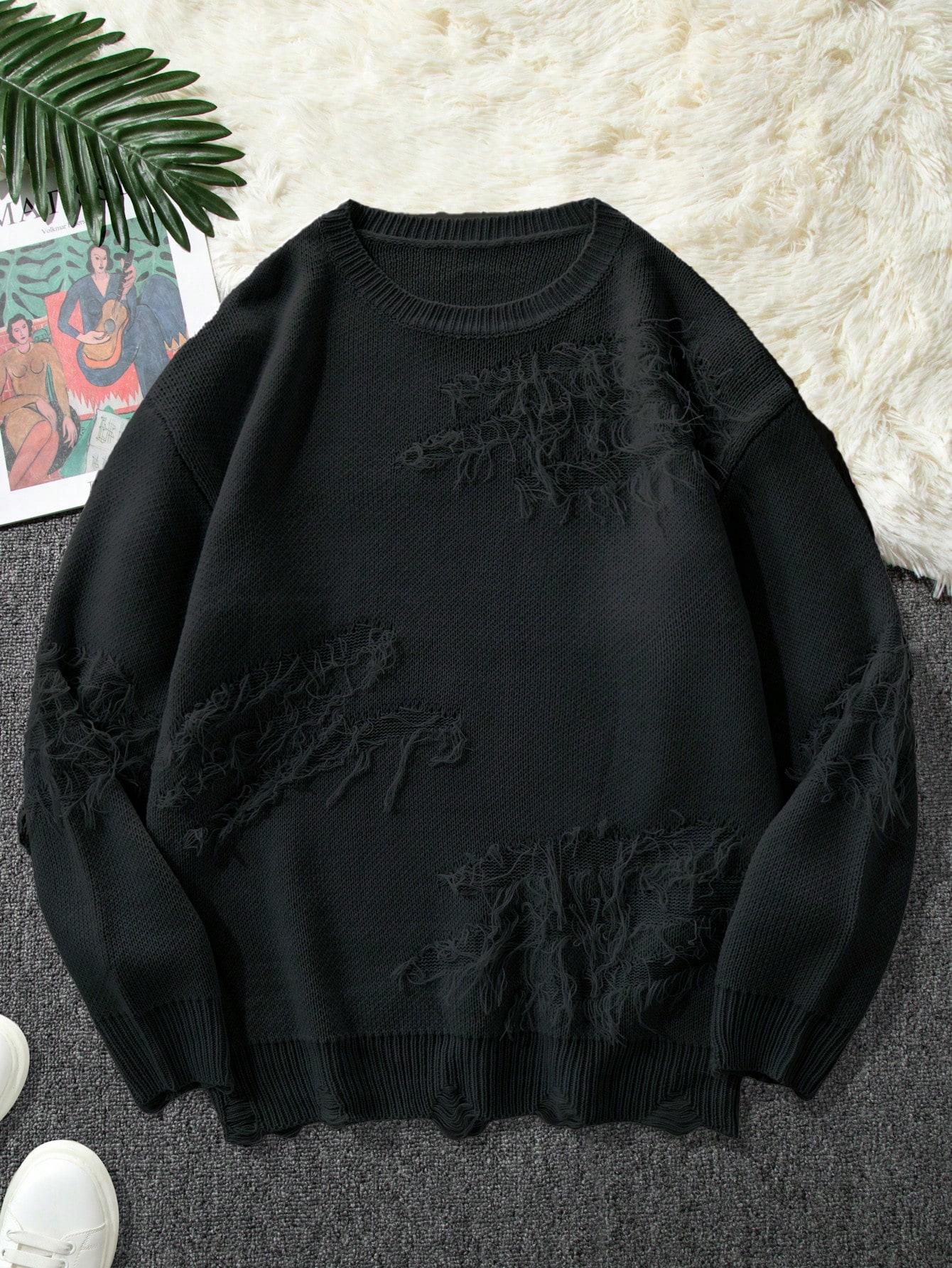 czarny sweter przetarcia