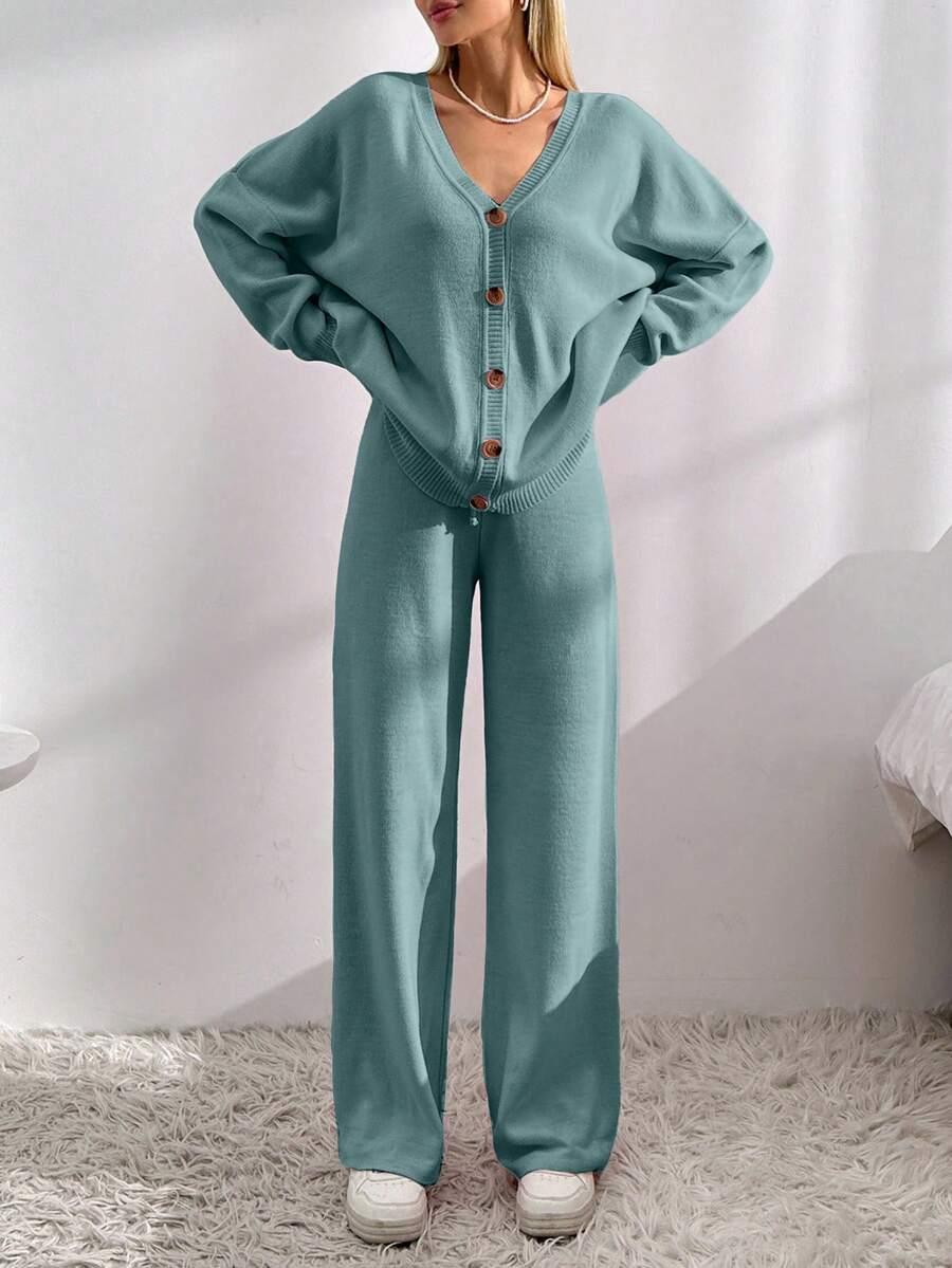 SWETER SPODNIE DZIANINOWY KOMPLET