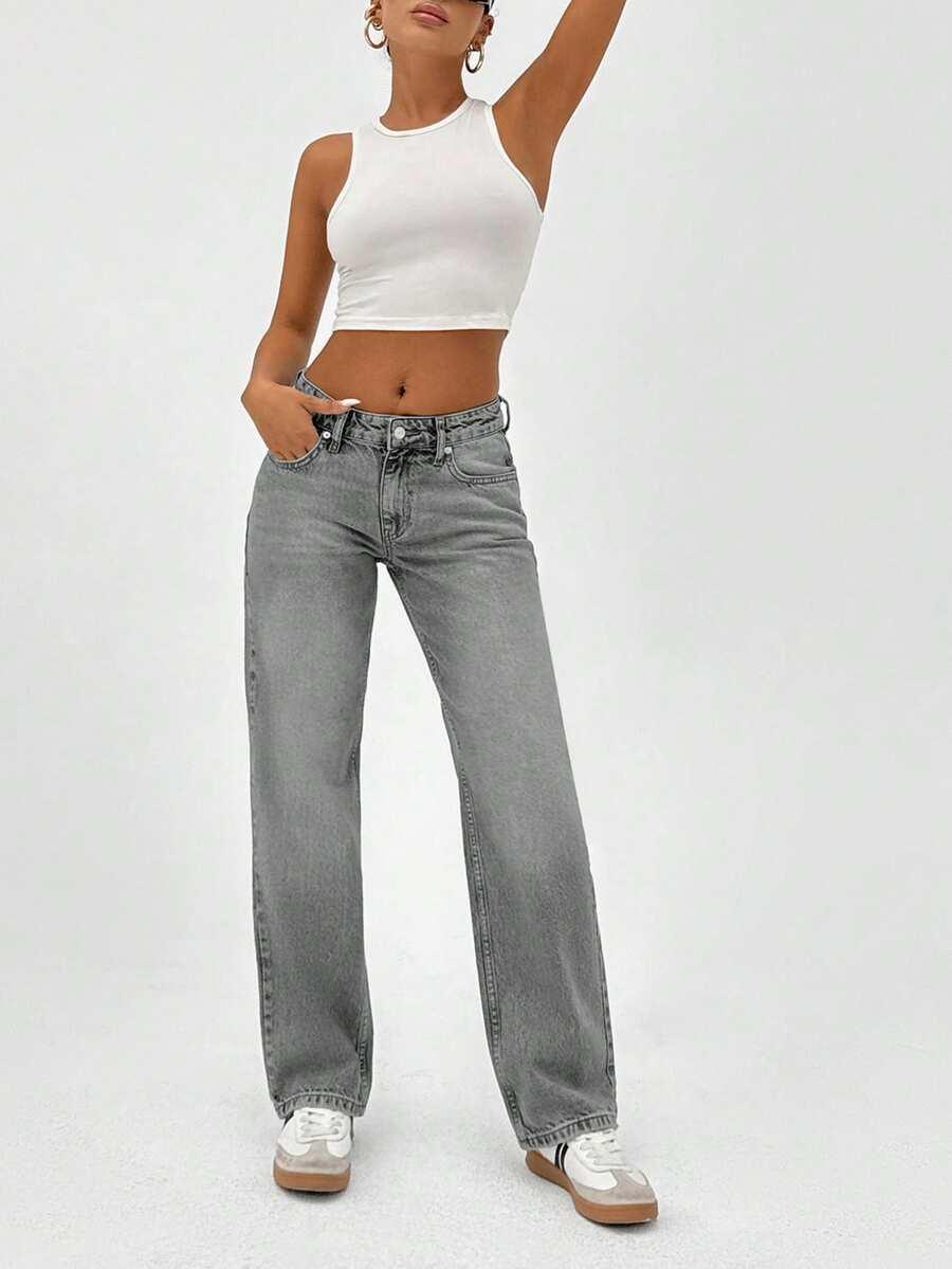 SZARE SPODNIE JEANS