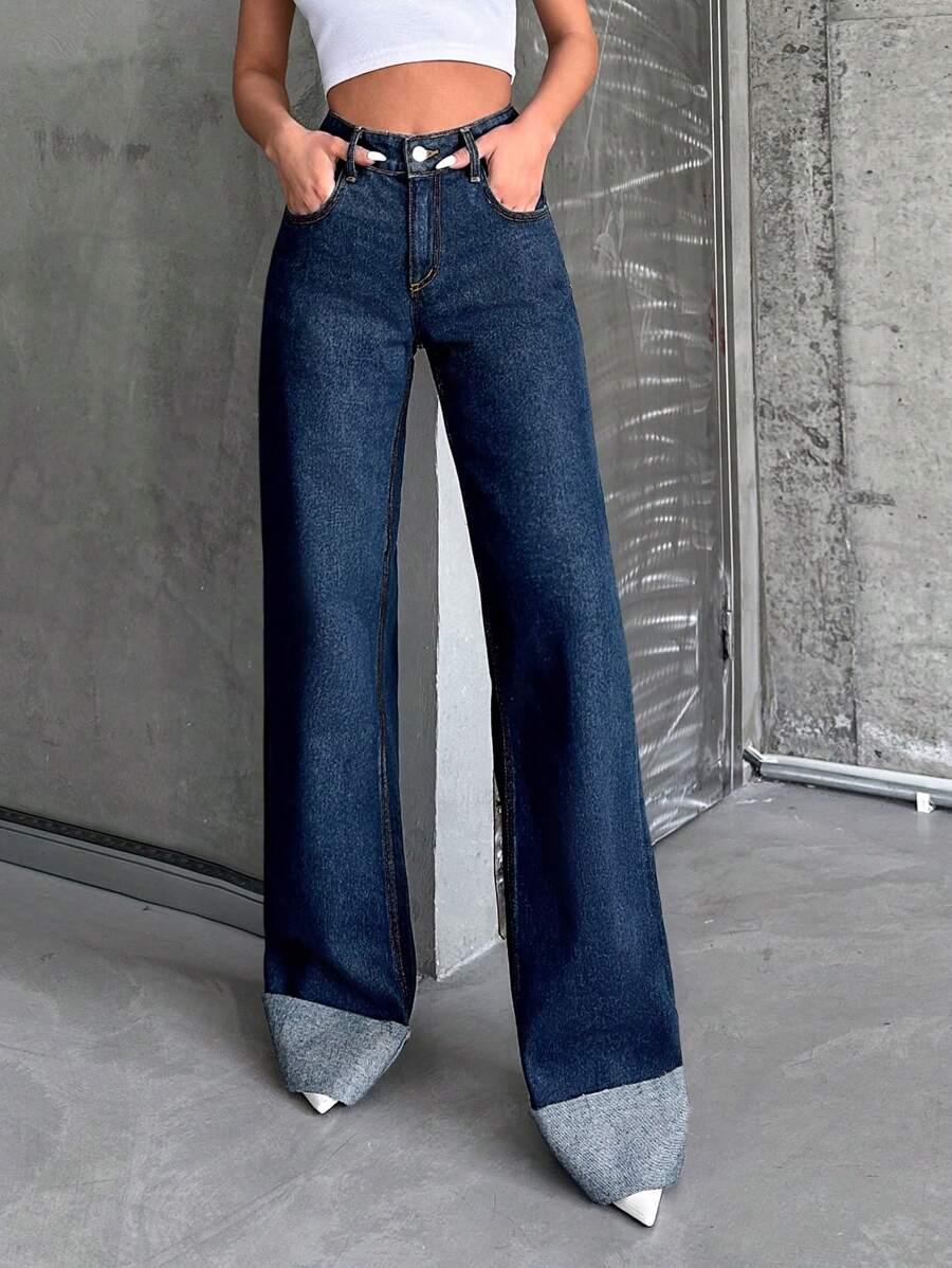 GRANATOWE SPODNIE JEANS 