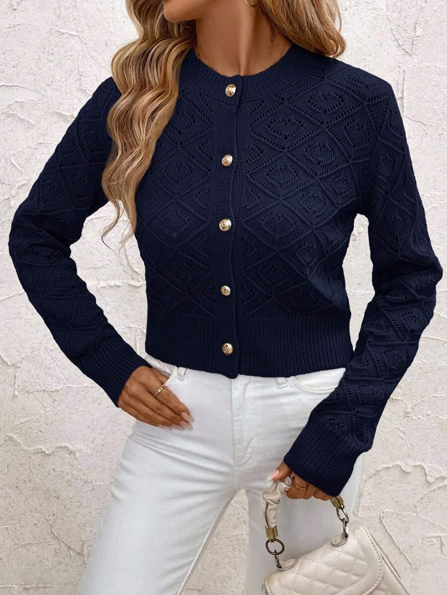 GRANATOWY SWETER GUZIKI