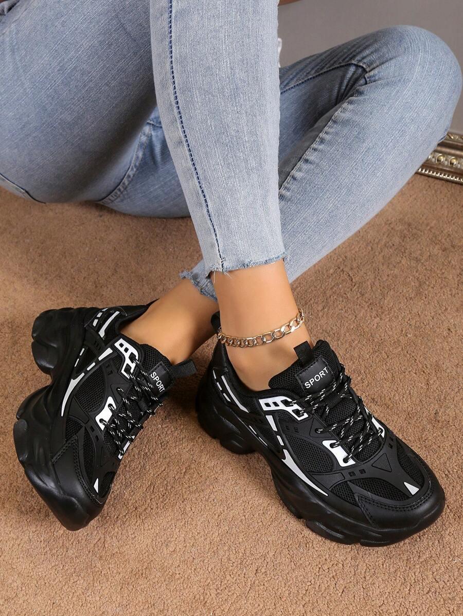 CZARNE SPORTOWE SZNUROWANE BUTY