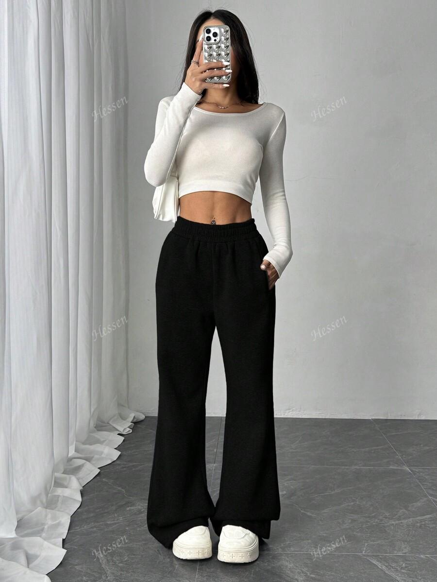 CZARNE SPODNIE DRESOWE CASUAL