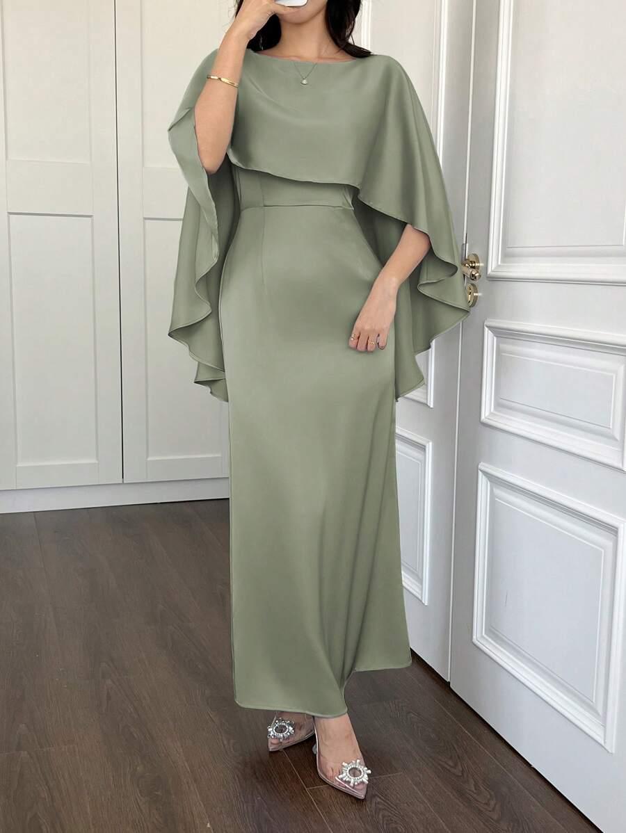 ZIELONA MAXI SUKIENKA peleryna