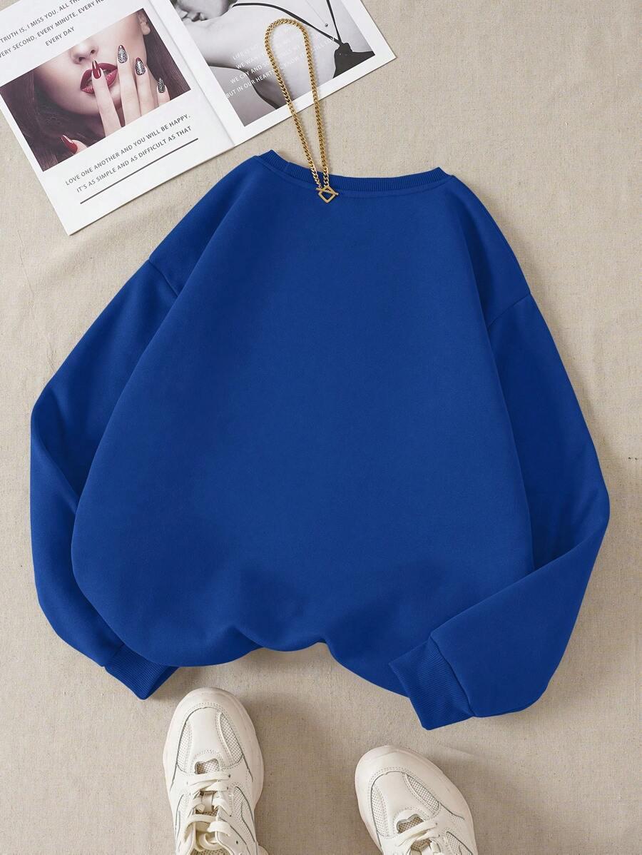 NIEBIESKA BLUZA OKRĄGŁY DEKOLT