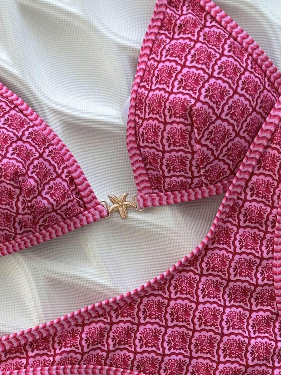 różowy kostium kąpielowy bikini komplet