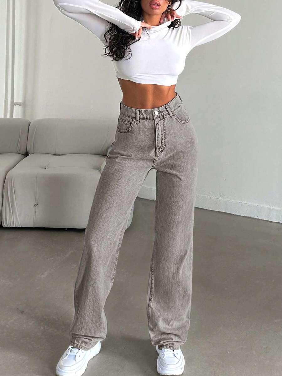 SZARE SPODNIE JEANS 