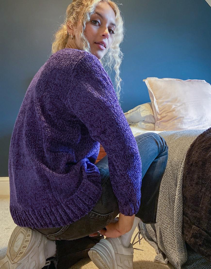FIOLETOWY SWETER OKRĄGŁY DEKOLT