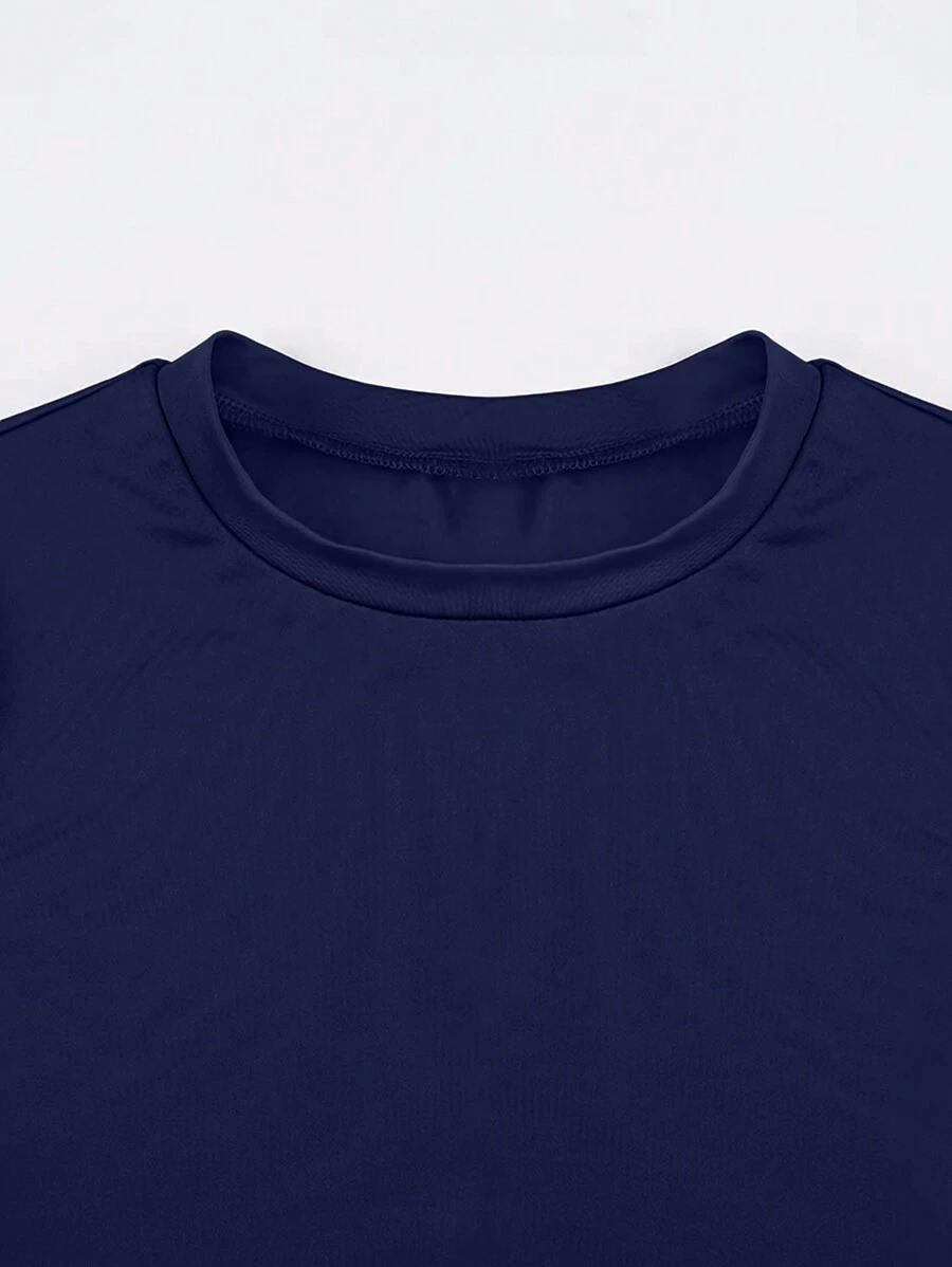 granatowy t-shirt okrągły dekolt 