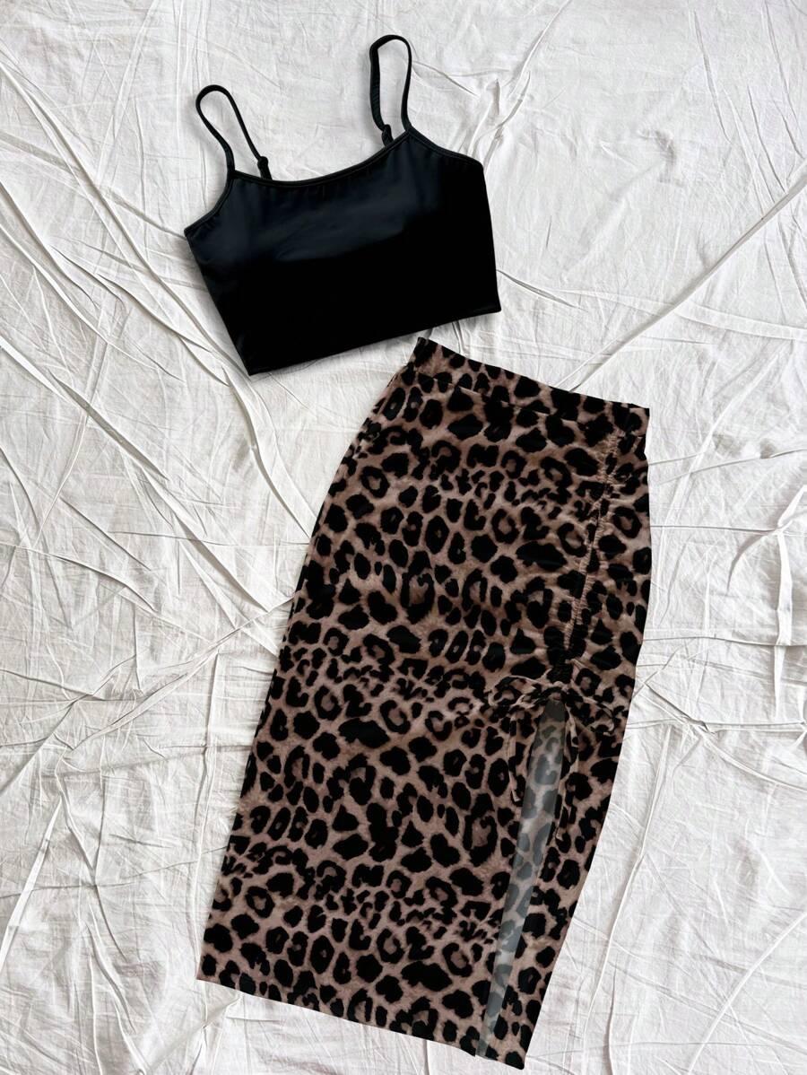 TOP SPÓDNICA KOMPLET ANIMAL PRINT
