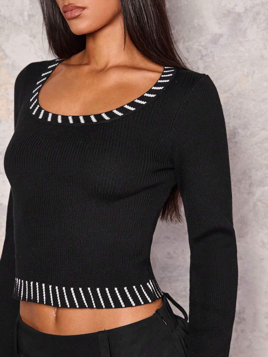 czarny dzianinowy top