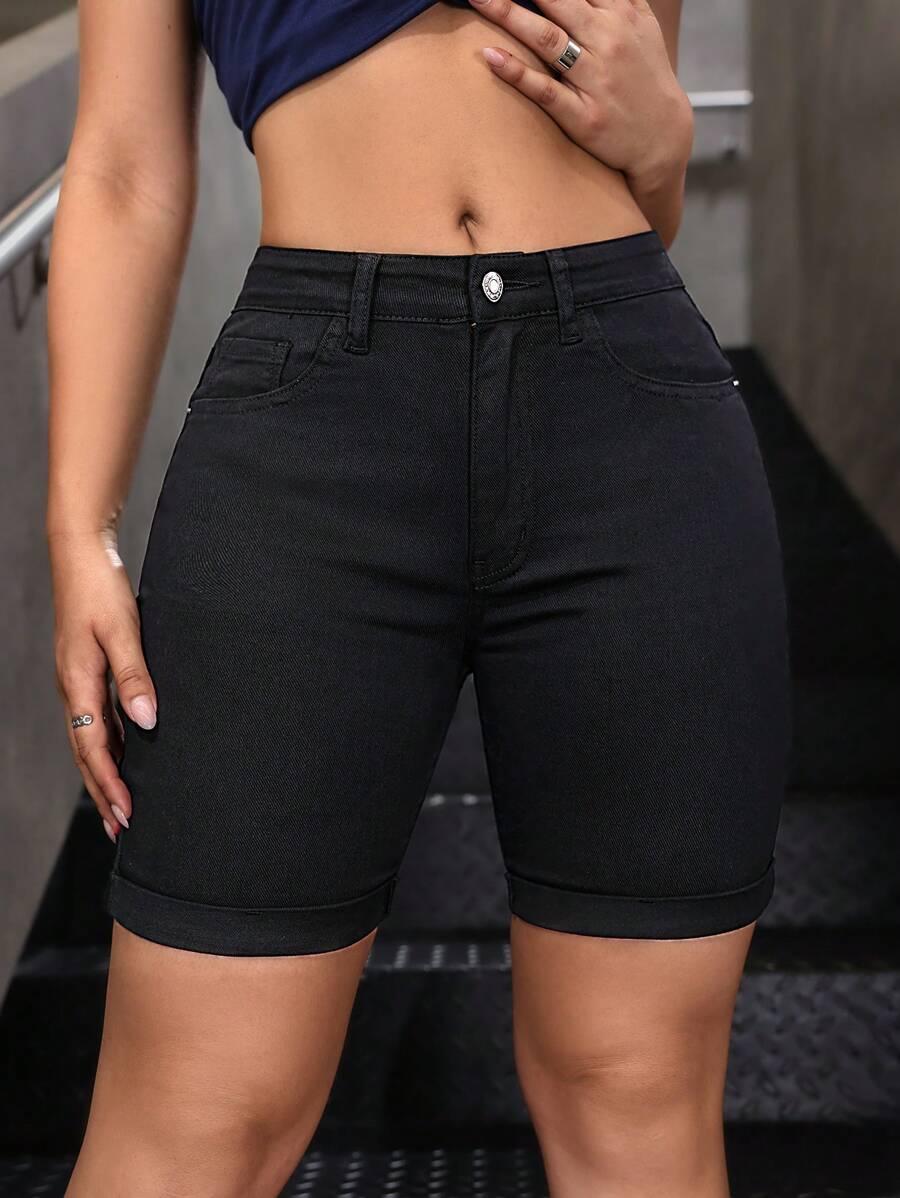 CZARNE SPODENKI JEANS 