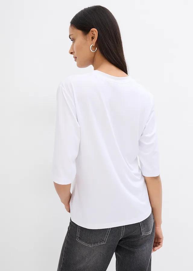 BIAŁY T-SHIRT OKRĄGŁY DEKOLT 