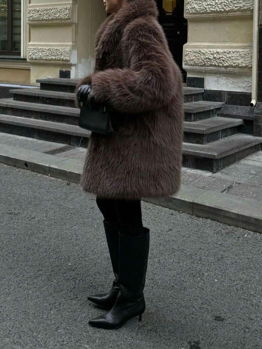 BRĄZOWE SZTUCZNE FUTRO