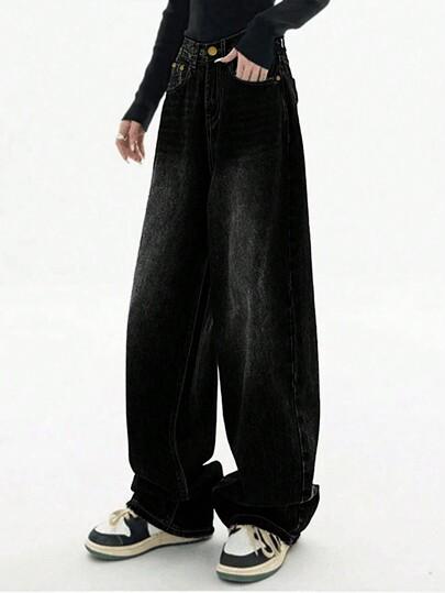 CZARNE SPODNIE JEANS