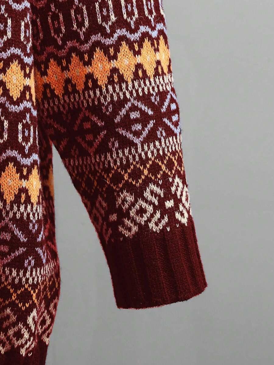 bordowy sweter print 