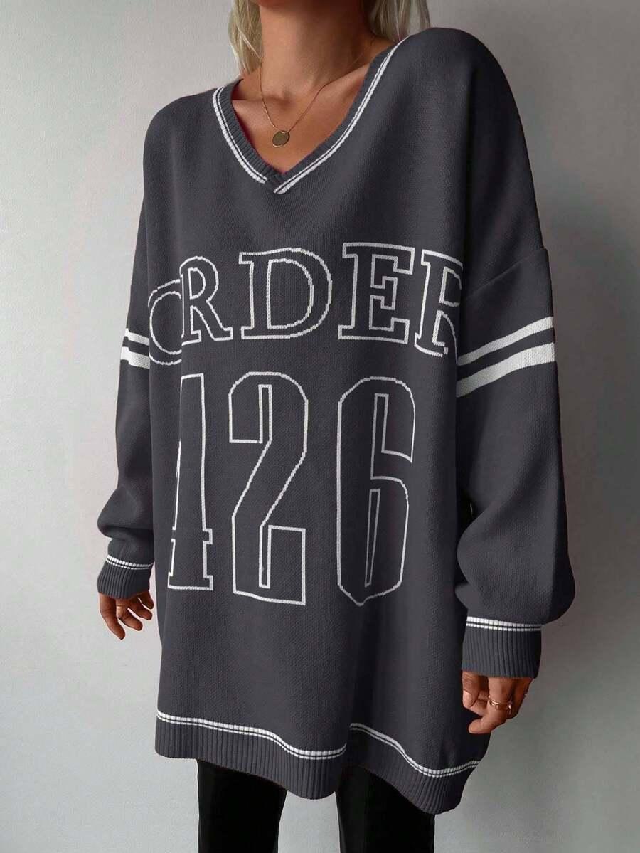 sweter długi rękaw v neck