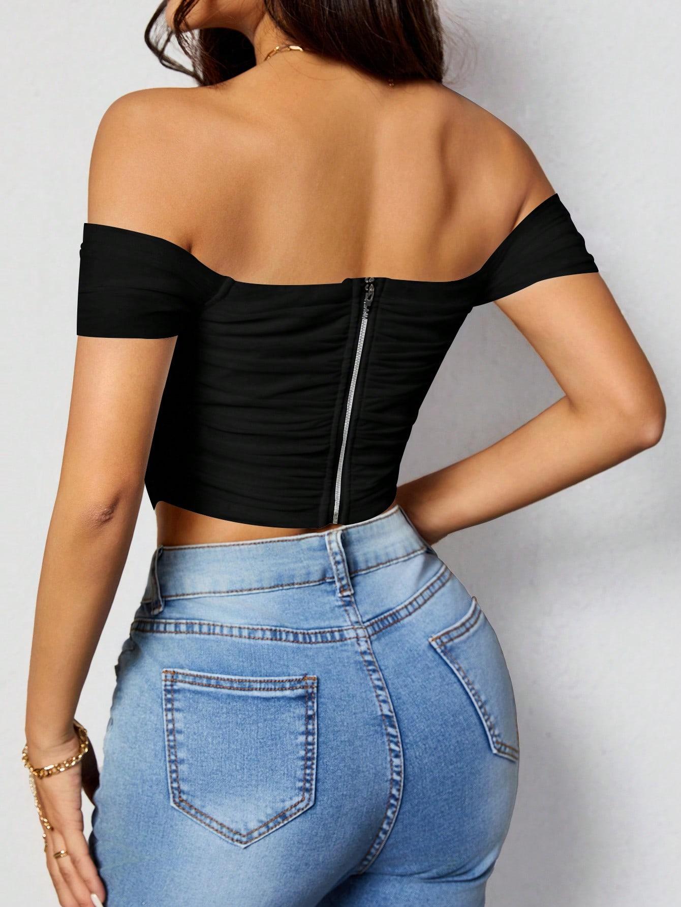 CZARNY TOP GORSET