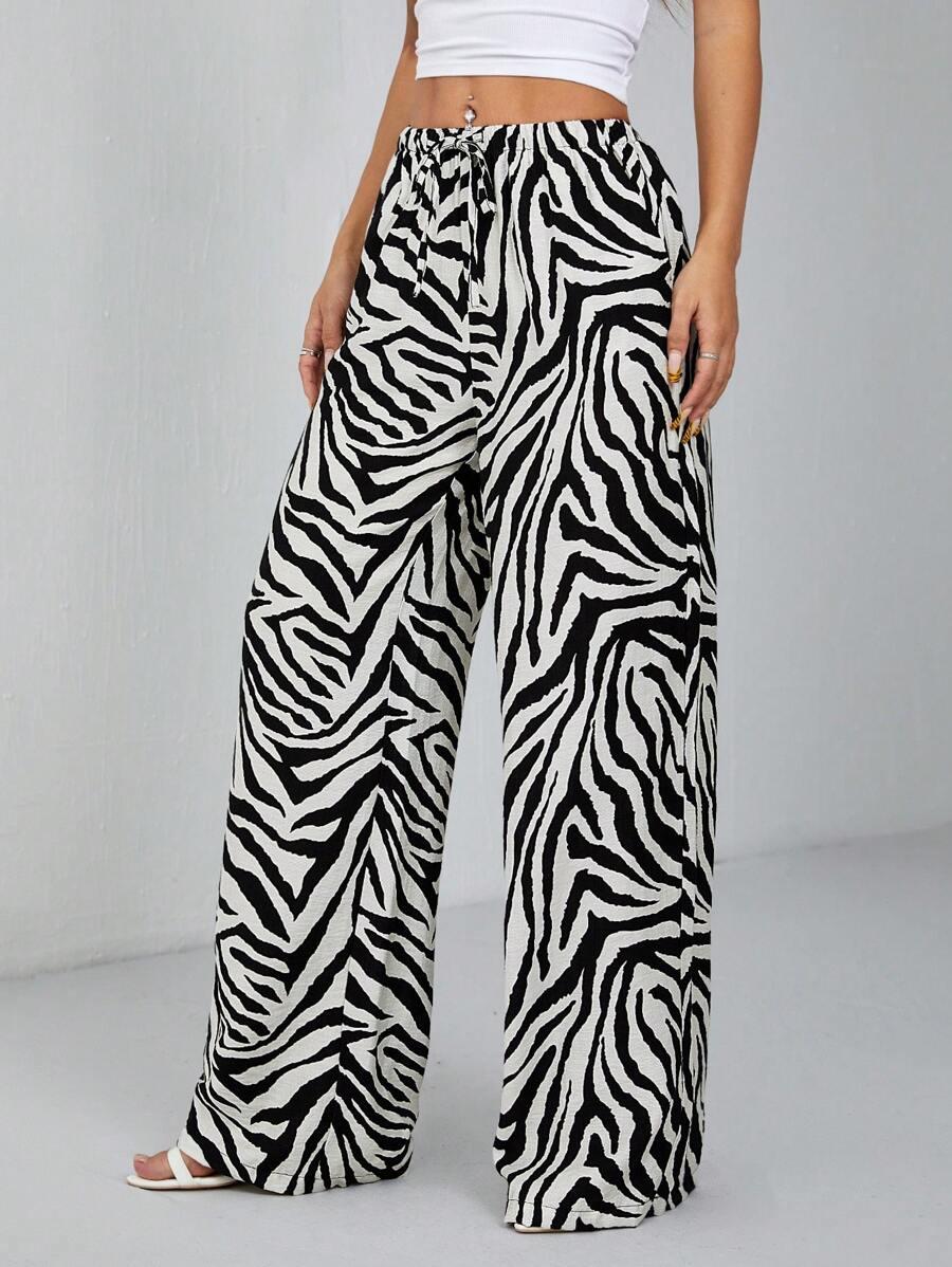 WIĄZANE SPODNIE ANIMAL PRINT