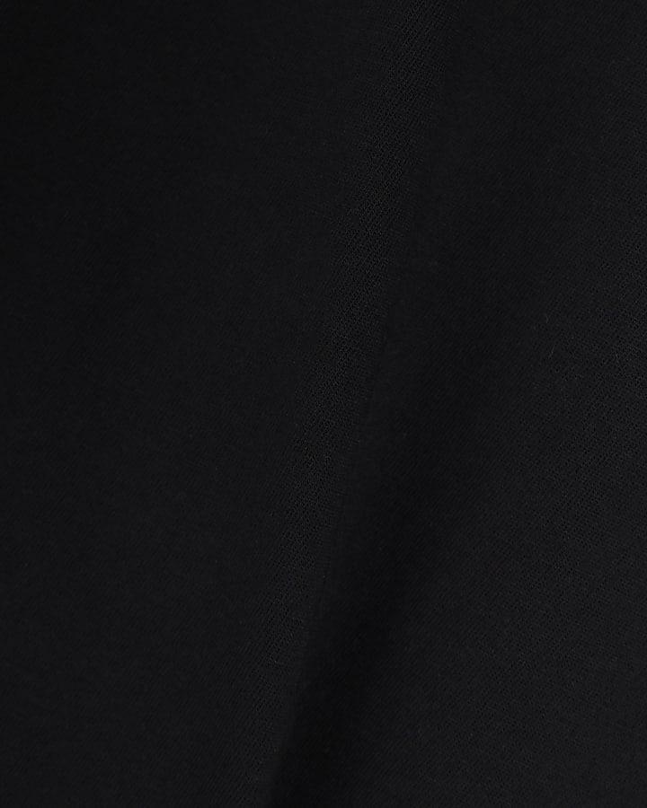 bawełniany CZARNY T-SHIRT OVERSIZE okrągły dekolt