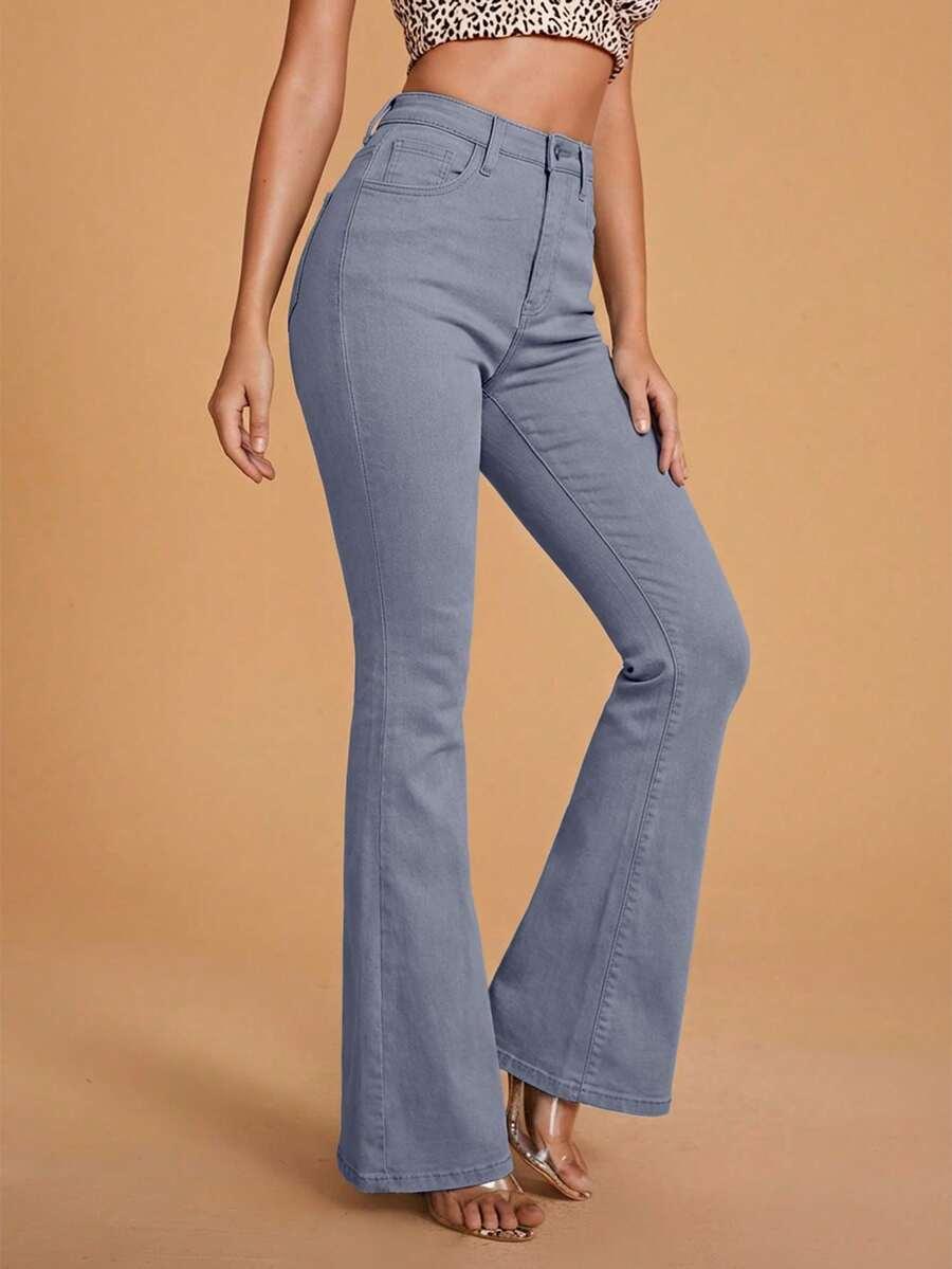 SZARE SPODNIE JEANS WYSOKI STAN
