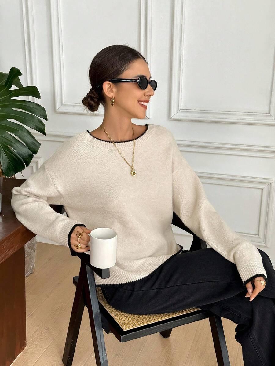 BEŻOWY SWETER CASUAL