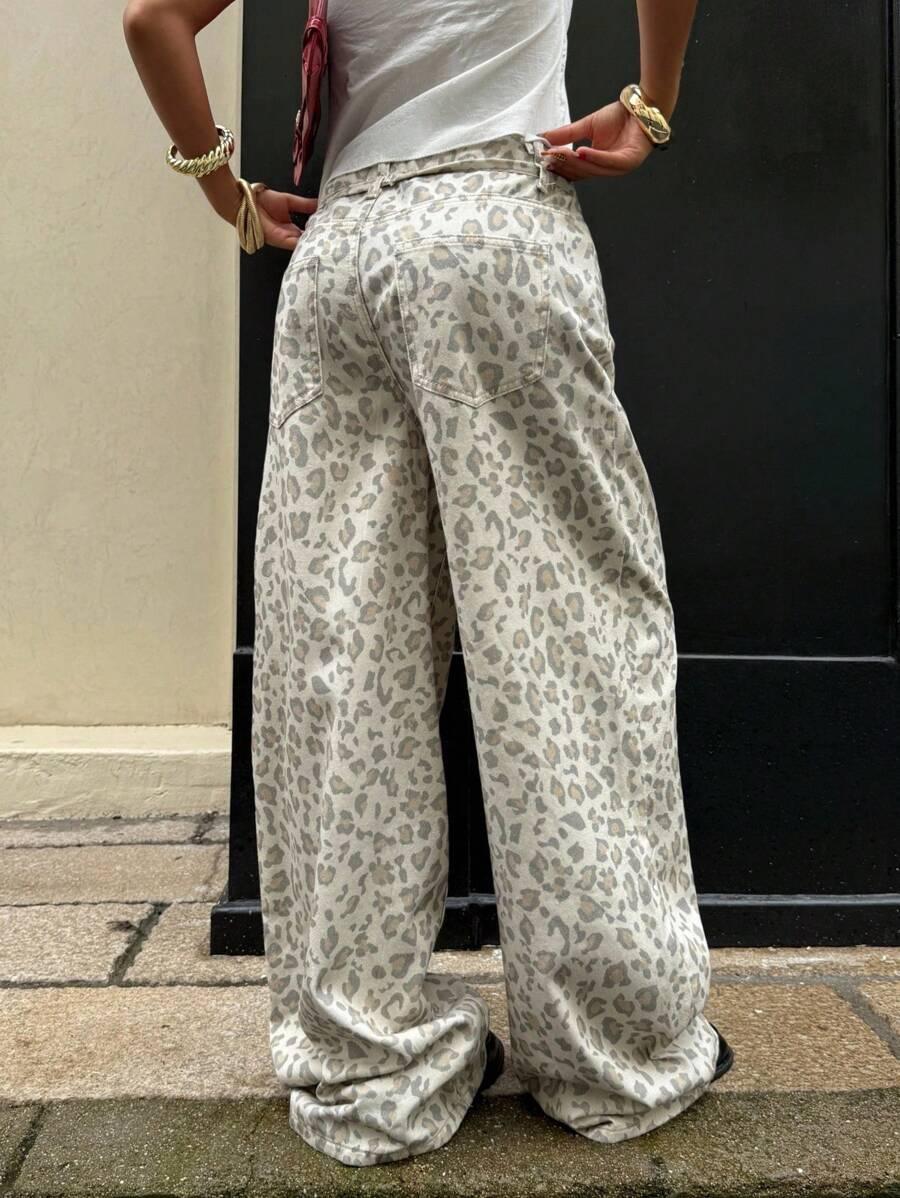 SPODNIE JEANS ANIMAL PRINT
