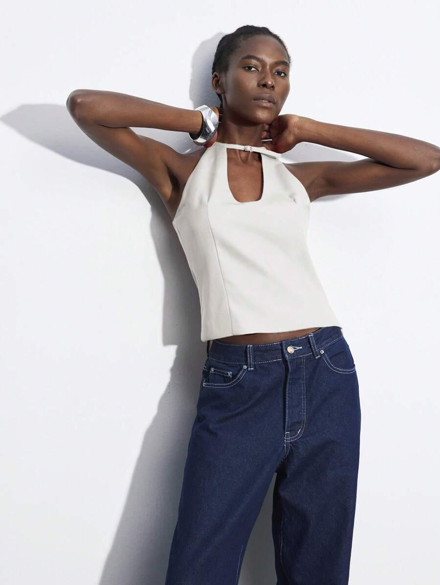 BIAŁY TOP ODKRYTE RAMIONA