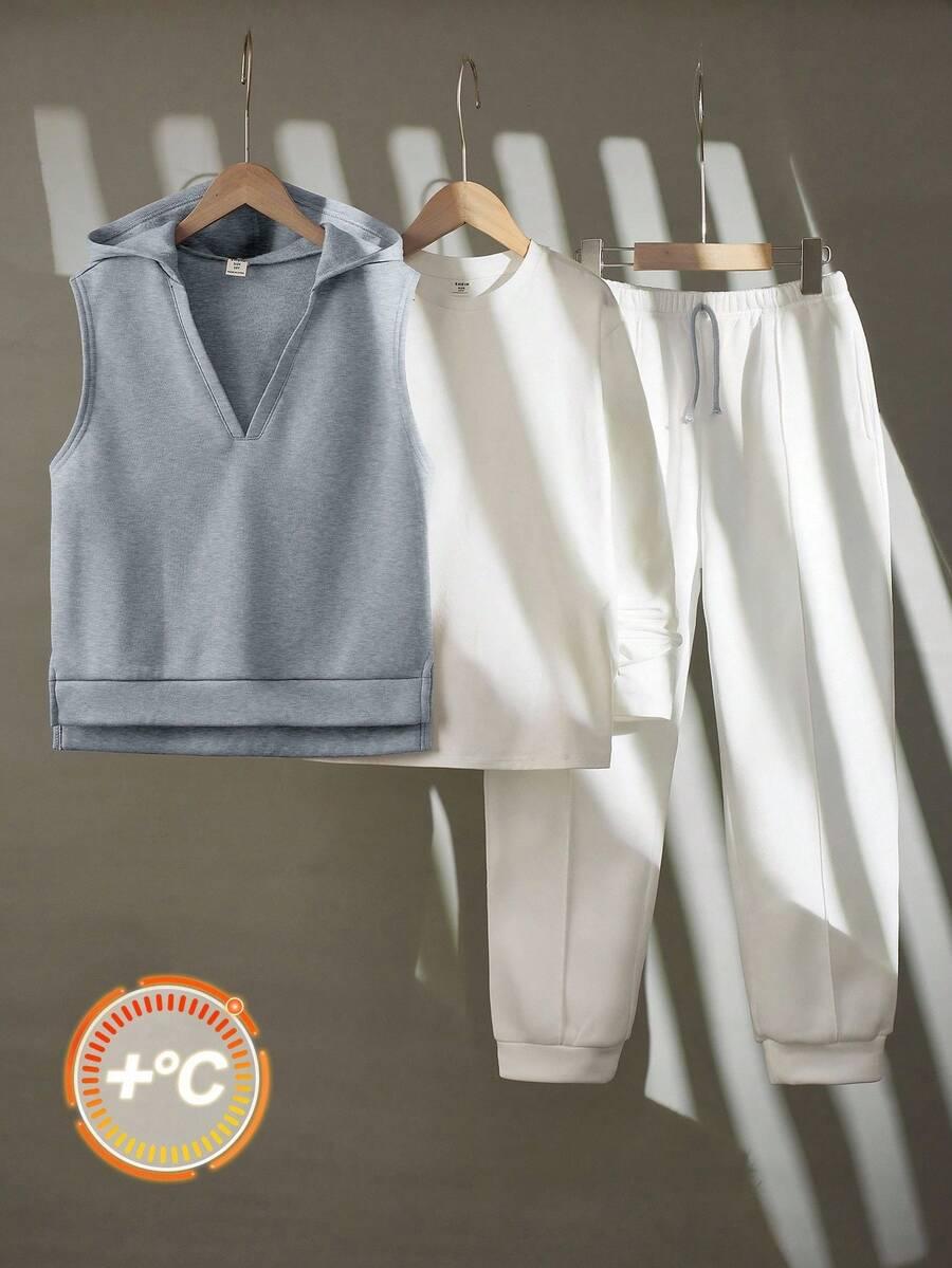 KOMPLET T-SHIRT SPODNIE KAMIZELKA