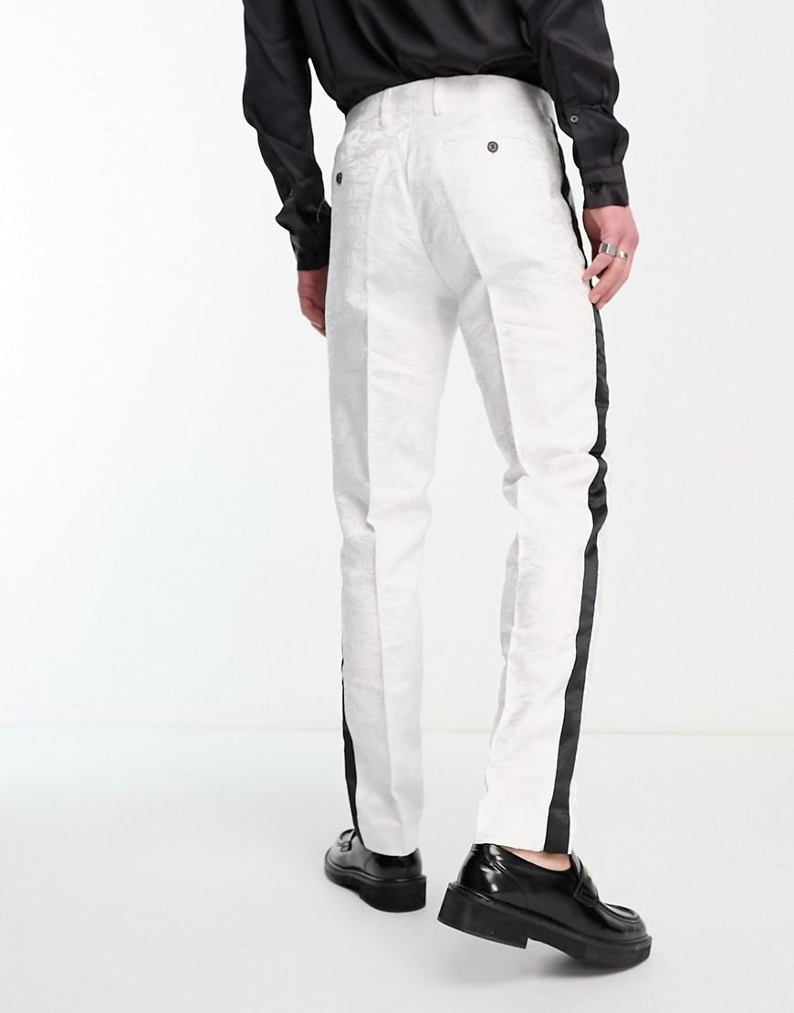 białe spodnie koronka kontrast 