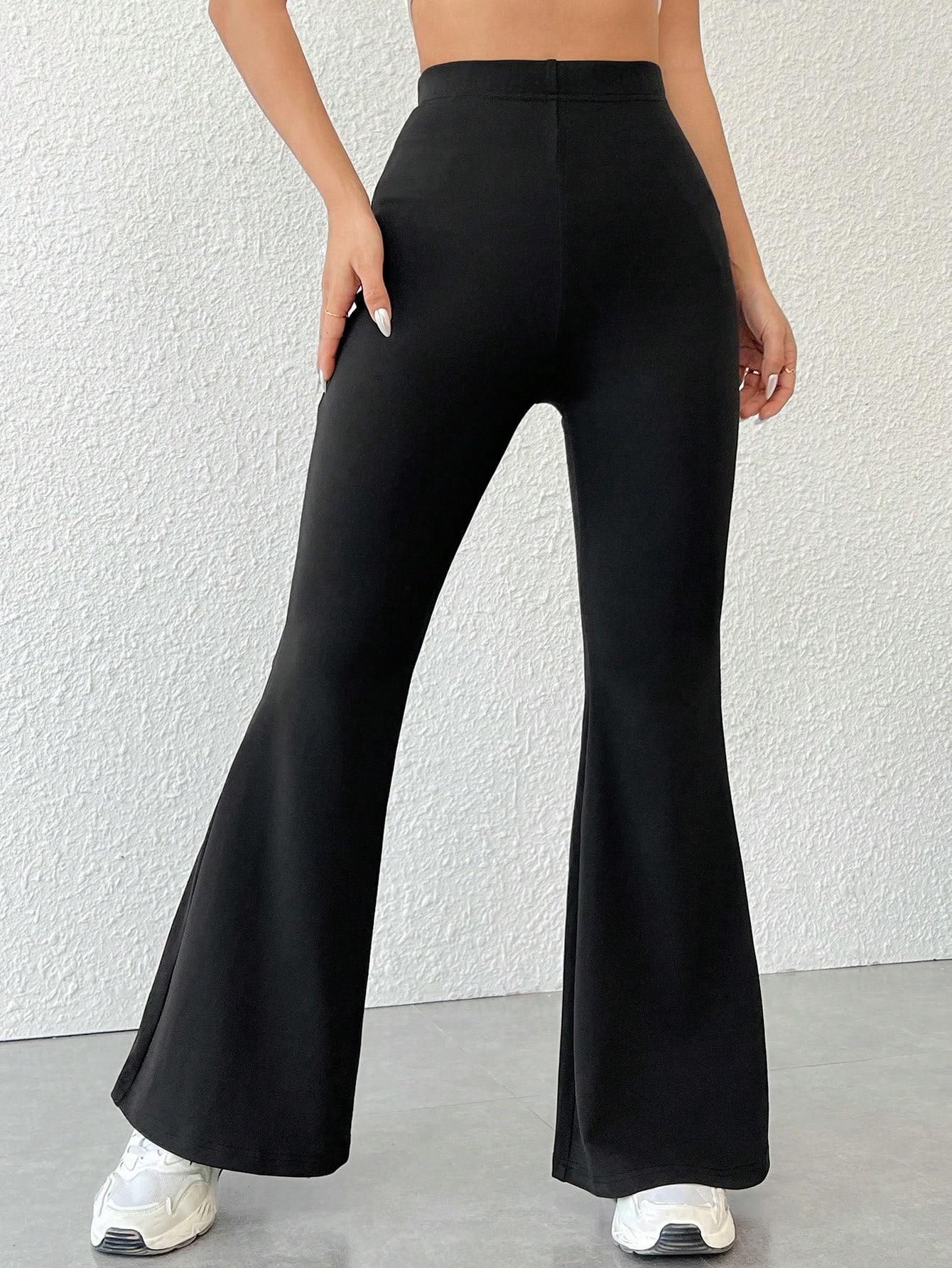 czarne legginsy dzwony wysoki stan