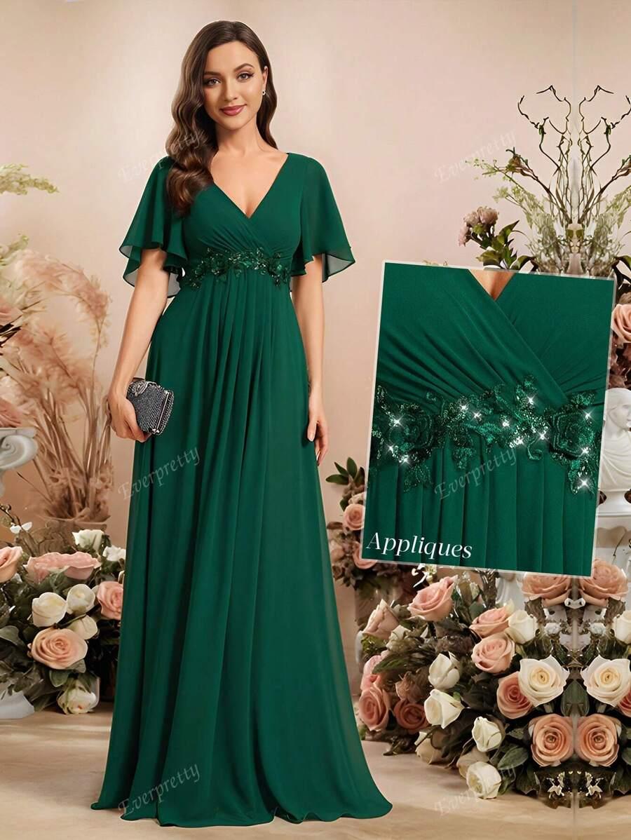 ZIELONA MAXI SUKIENKA V-NECK