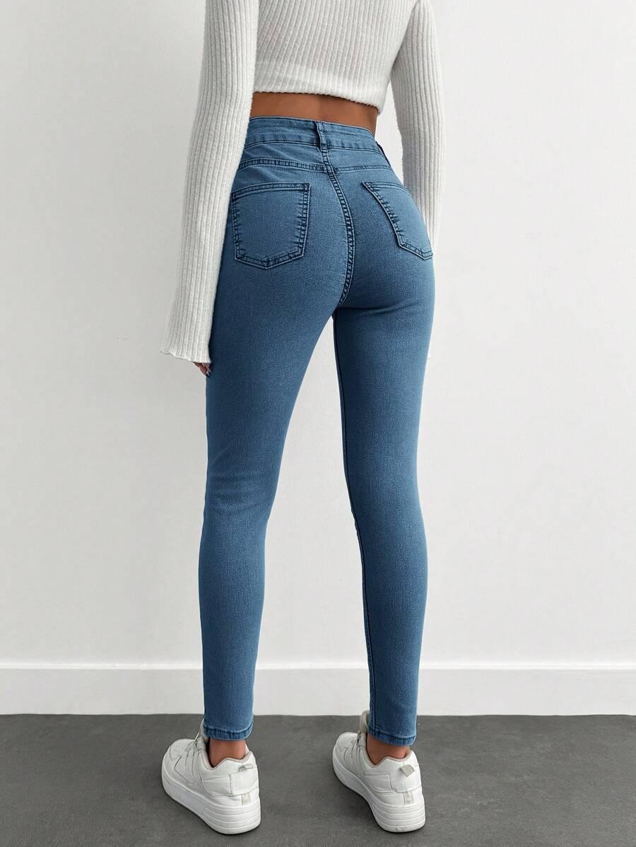 NIEBIESKIE SPODNIE JEANS WYSOKI STAN