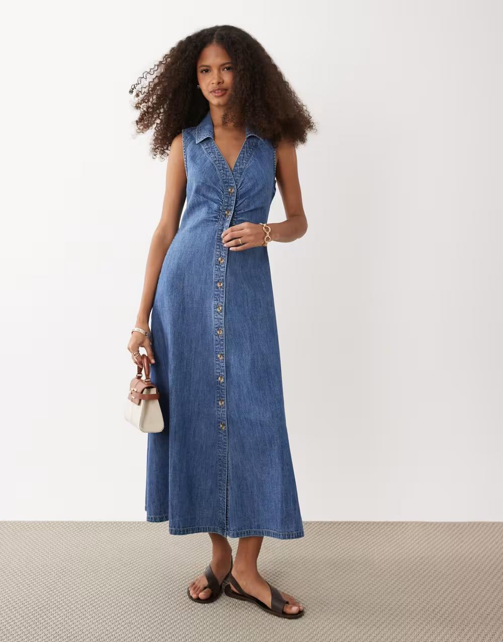 NIEBIESKA MAXI SUKIENKA JEANS