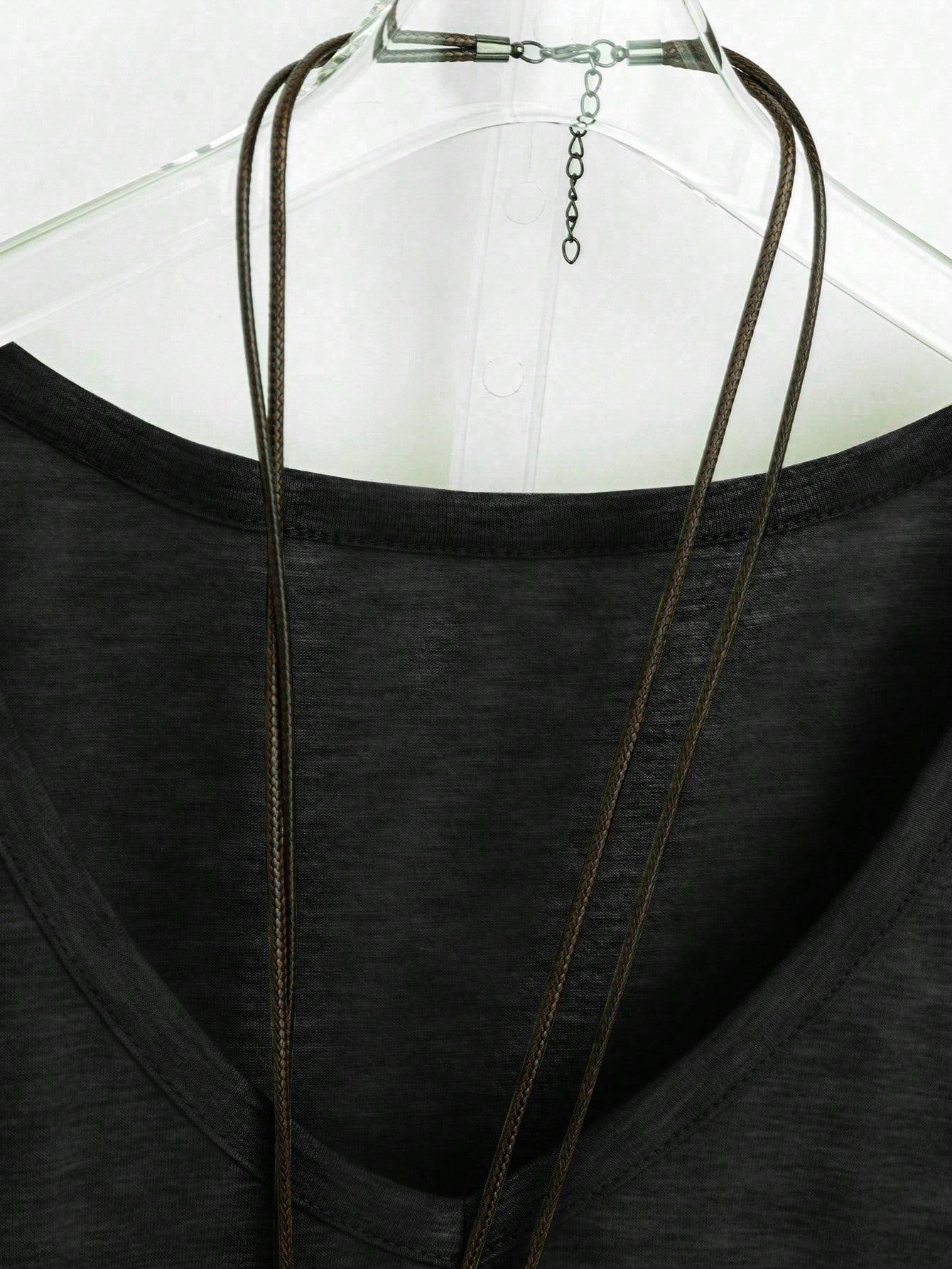 CZARNY T-SHIRT V-NECK