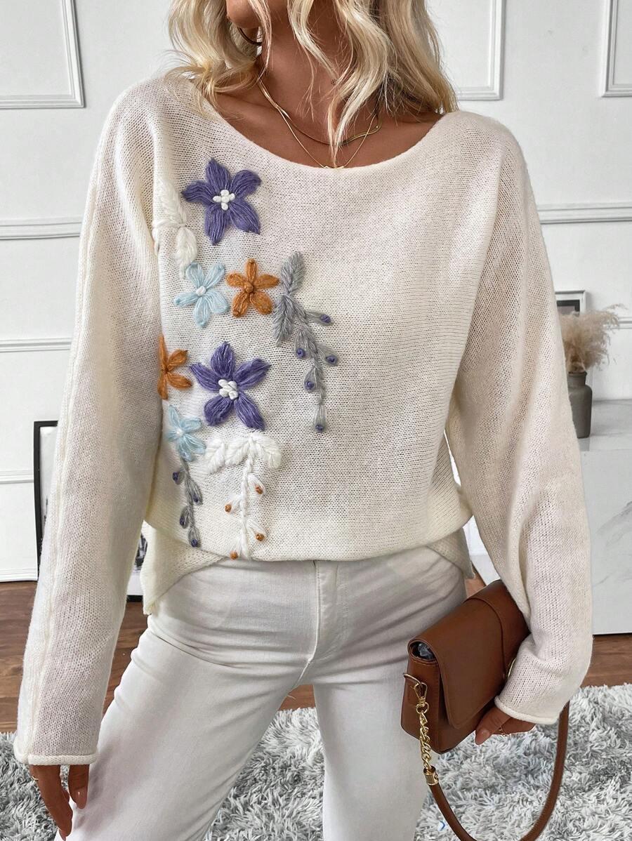 beżowy sweter casual