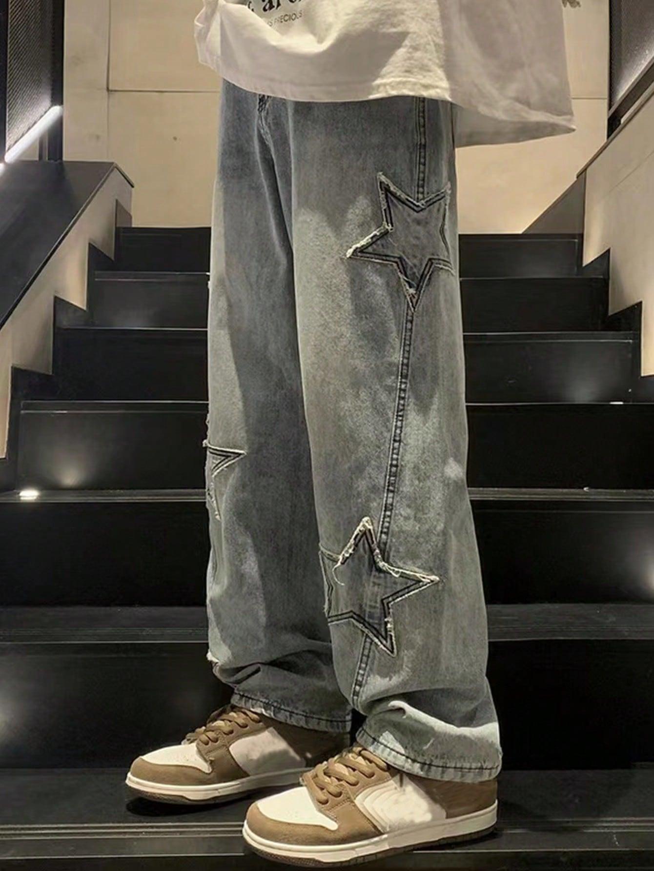 niebieskie spodni jeans