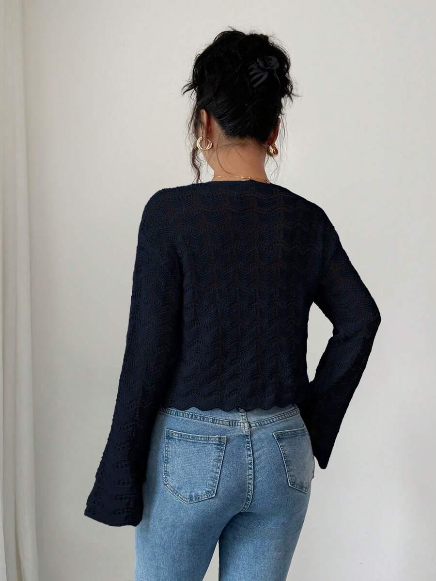 GRANATOWY SWETER WIĄZANIE 