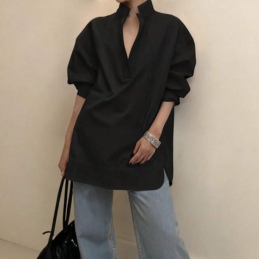 czarna bluzka v neck