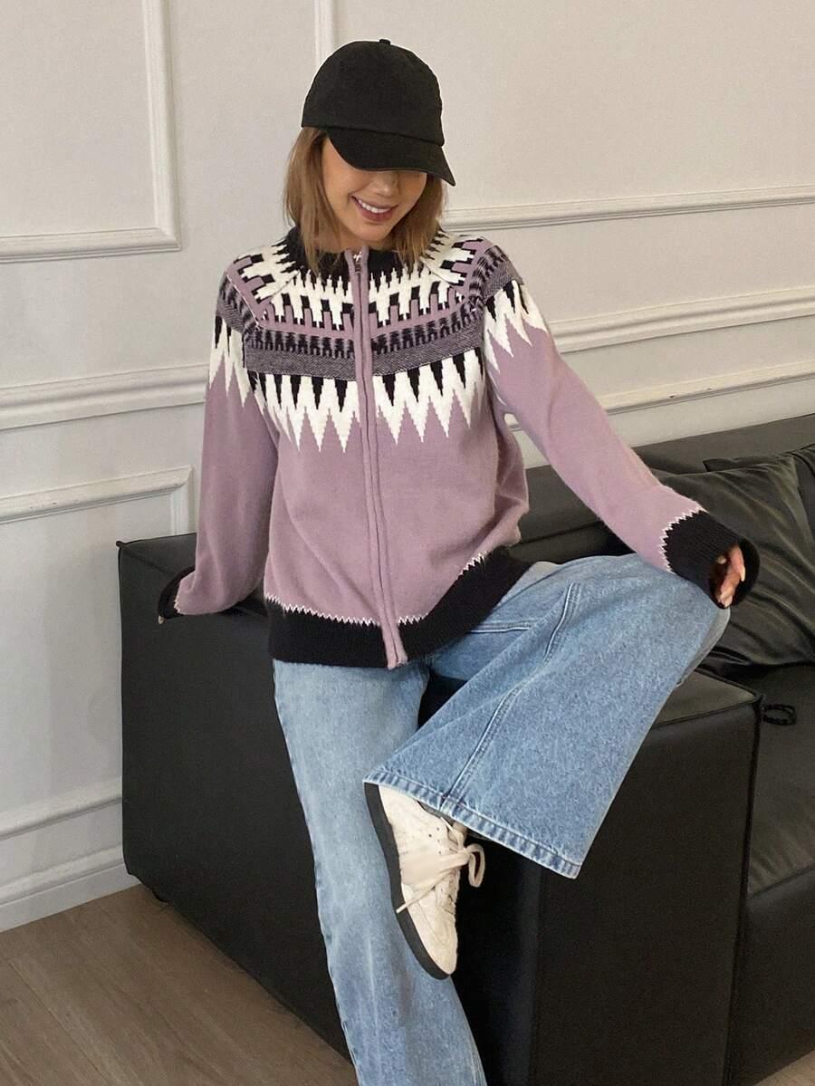sweter dzianina zamek