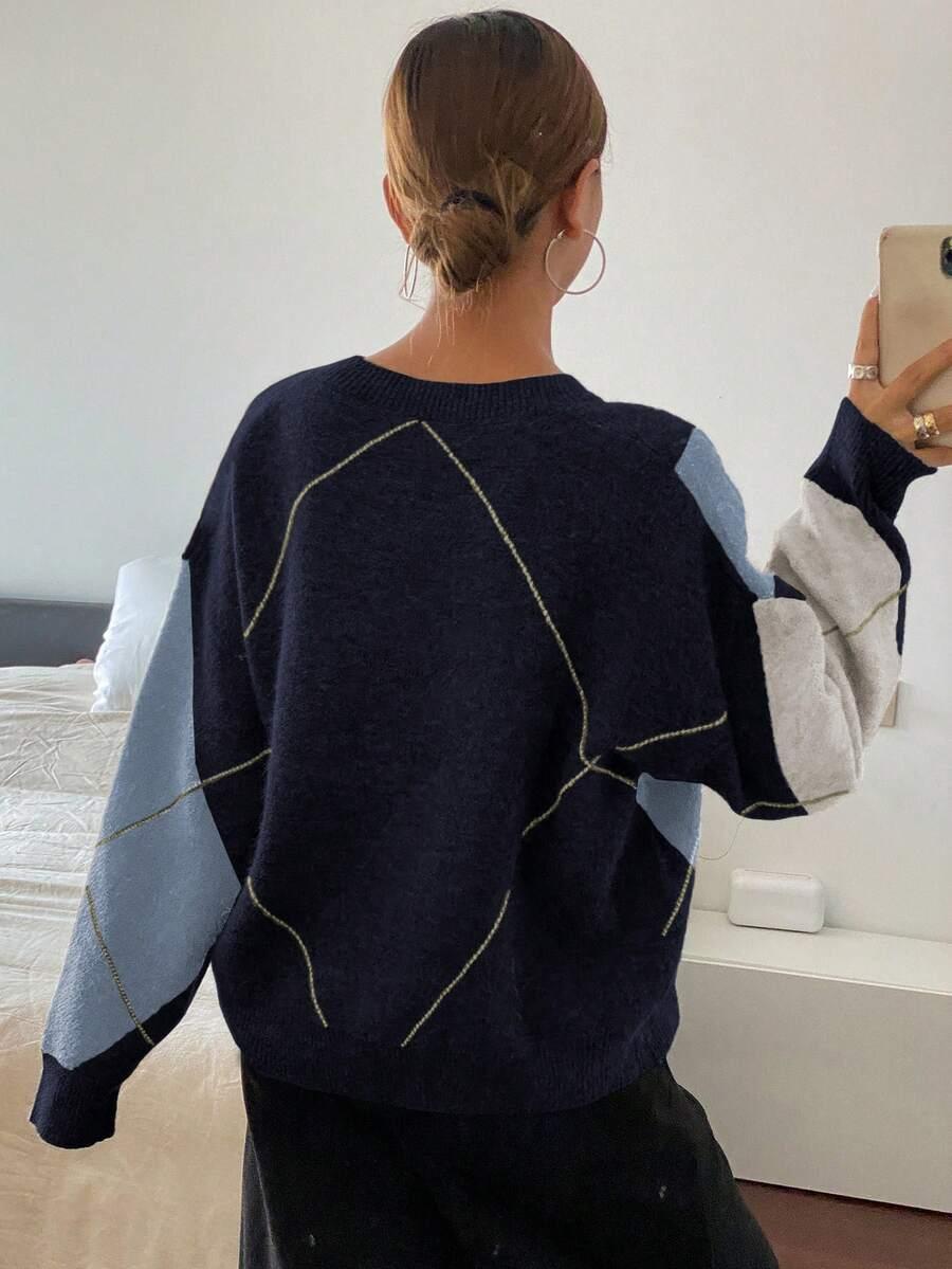 SWETER V-NECK PRINT