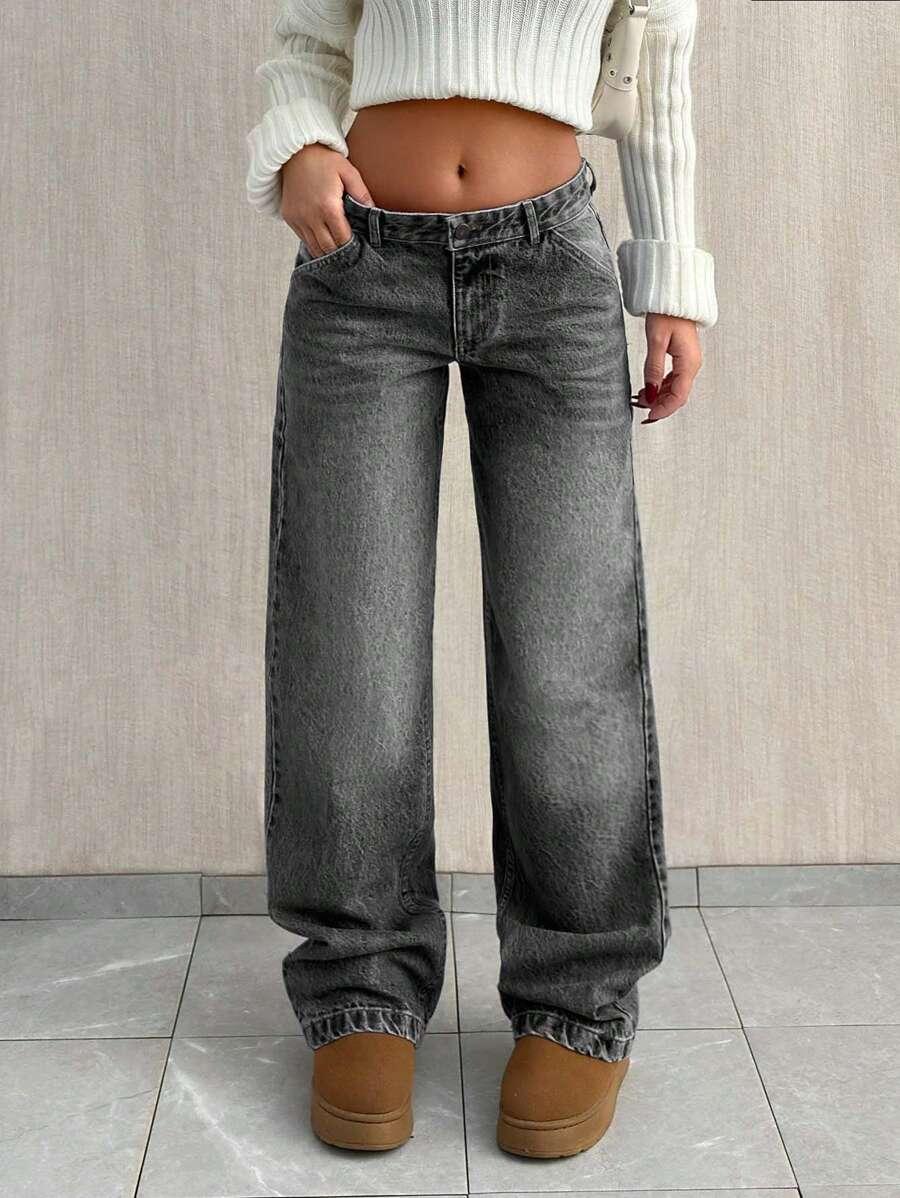 SZARE SPODNIE JEANS