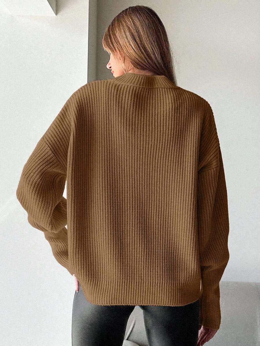 BEŻOWY SWETER DŁUGI RĘKAW