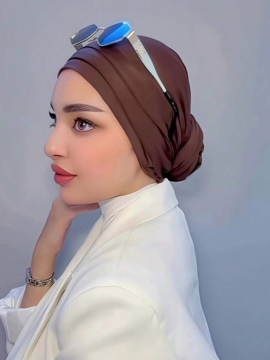 brązowy turban na głowę