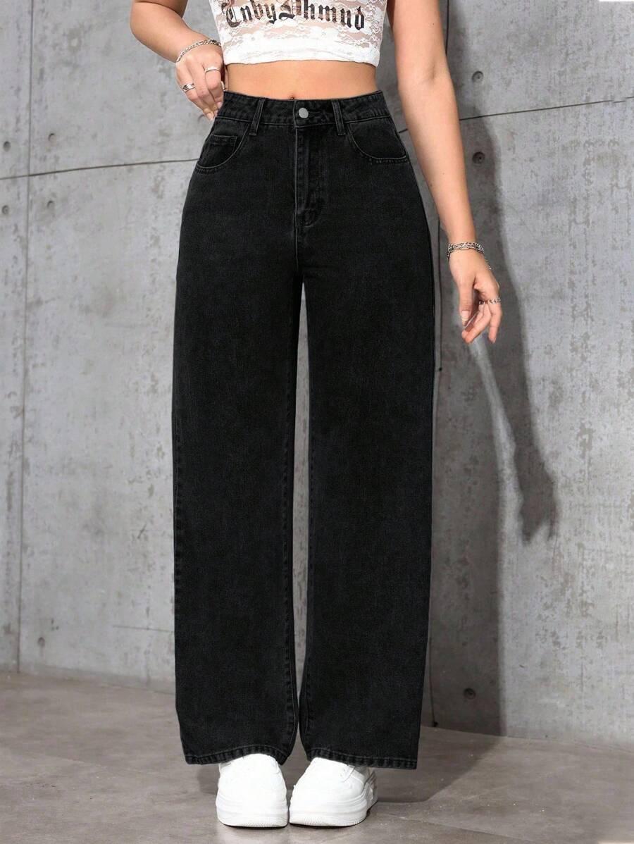 CZARNE SPODNIE JEANS