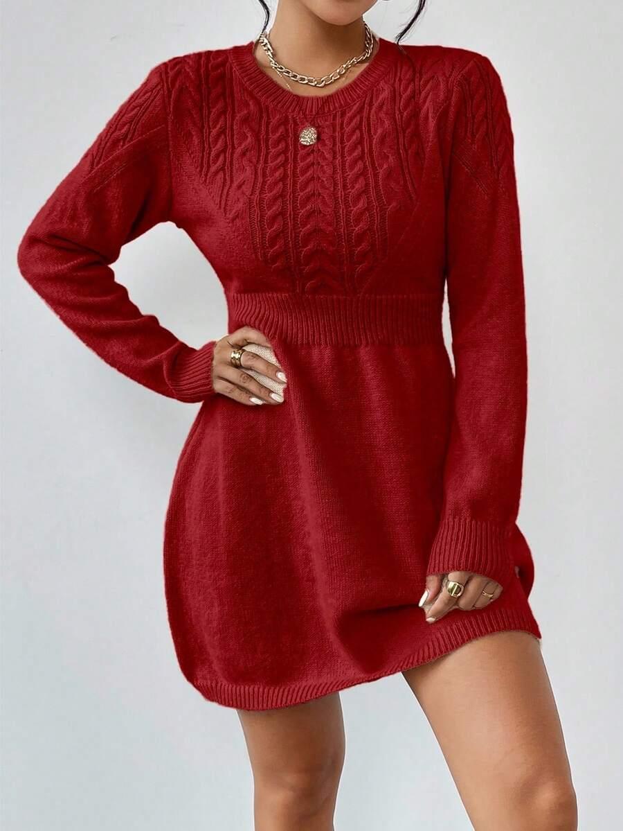 czerwona dzianinowa sukienka
